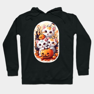 Halloween Kawaii Kittens Playing with small pumpkins Hoodie